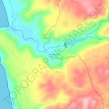 Mapa topográfico Panchnadi, altitud, relieve