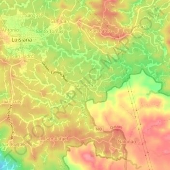 Mapa topográfico San Pedro, altitud, relieve