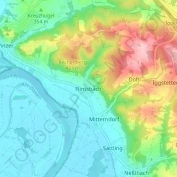 Mapa topográfico Flintsbach, altitud, relieve