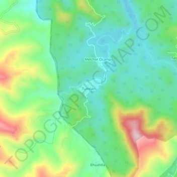 Mapa topográfico Tultitlán, altitud, relieve