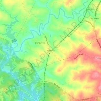 Mapa topográfico Winesap, altitud, relieve