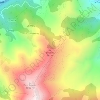 Mapa topográfico Sopena, altitud, relieve