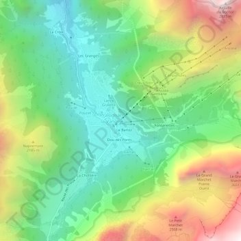 Mapa topográfico Le Grand Couloir, altitud, relieve