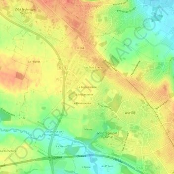 Mapa topográfico La Petite Fellerie, altitud, relieve