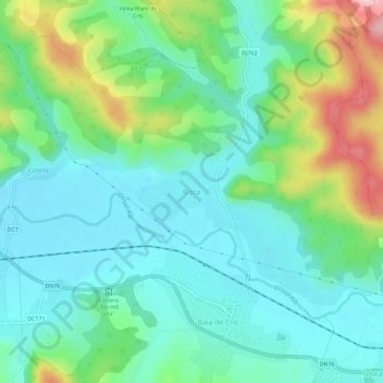 Mapa topográfico Rișca, altitud, relieve