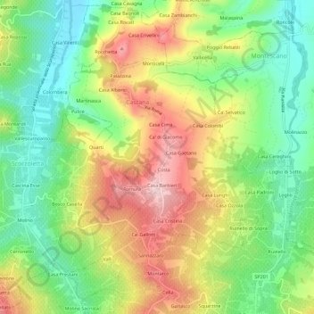 Mapa topográfico Casa Ghezzi, altitud, relieve