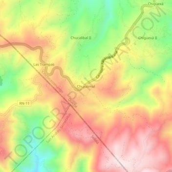 Mapa topográfico Chujulimul, altitud, relieve