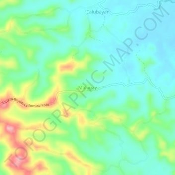 Mapa topográfico Malugay, altitud, relieve