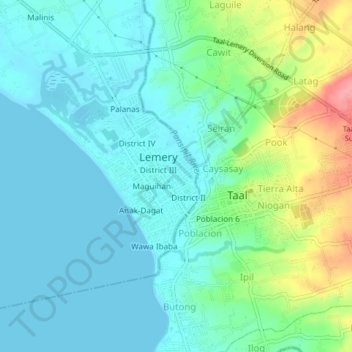 Mapa topográfico Bagong Sikat, altitud, relieve