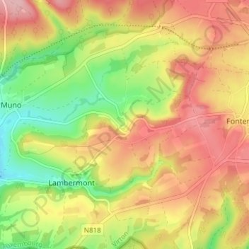 Mapa topográfico Watrinsart, altitud, relieve