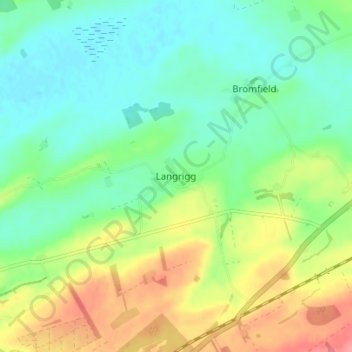 Mapa topográfico Langrigg, altitud, relieve