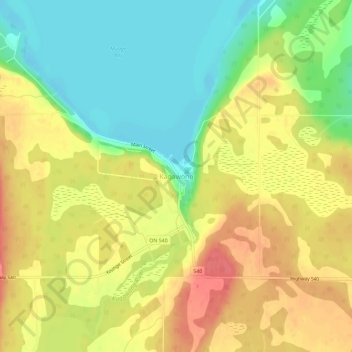 Mapa topográfico Kagawong, altitud, relieve