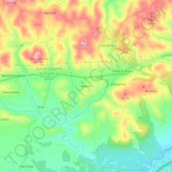Mapa topográfico Alcarias, altitud, relieve