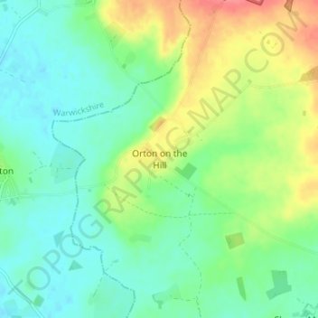 Mapa topográfico Orton on the Hill, altitud, relieve