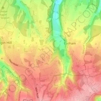 Mapa topográfico Berry's Green, altitud, relieve