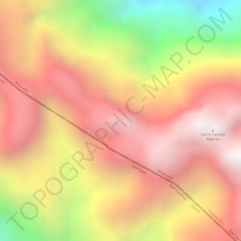 Mapa topográfico Cordillera Occidental, altitud, relieve