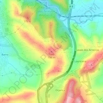 Mapa topográfico Gaio, altitud, relieve