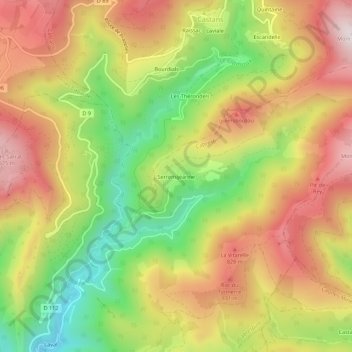 Mapa topográfico Serremijeanne, altitud, relieve