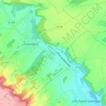 Mapa topográfico Château Rouge, altitud, relieve