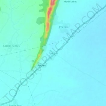 Mapa topográfico Narka, altitud, relieve