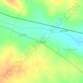 Mapa topográfico Vetalwadi, altitud, relieve
