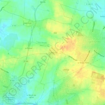 Mapa topográfico Le Payaud, altitud, relieve