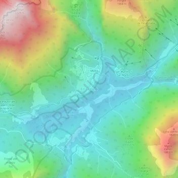 Mapa topográfico Erto / Nert, altitud, relieve