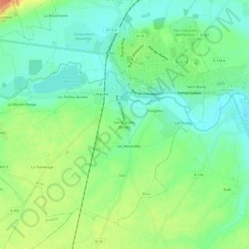 Mapa topográfico Les Grandes Bordes, altitud, relieve