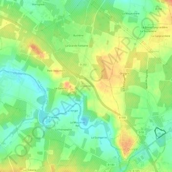 Mapa topográfico L'Homois, altitud, relieve