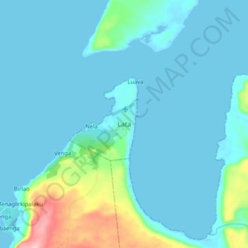 Mapa topográfico Lata, altitud, relieve