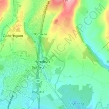 Mapa topográfico Blendworth, altitud, relieve