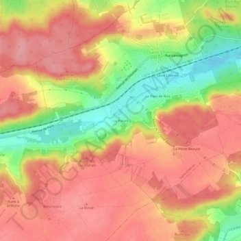 Mapa topográfico Le Pieuré, altitud, relieve