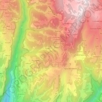 Mapa topográfico Tasi, altitud, relieve