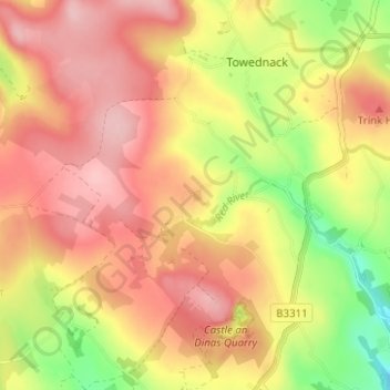 Mapa topográfico Georgia, altitud, relieve