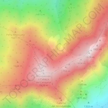 Mapa topográfico La Pedriza, altitud, relieve