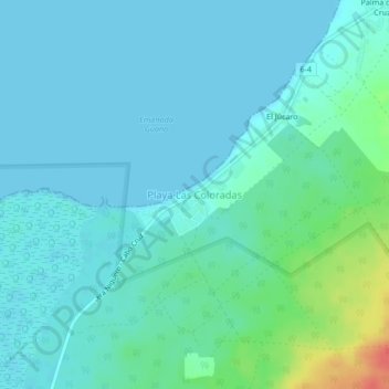 Mapa topográfico Playa Las Coloradas, altitud, relieve