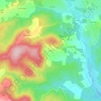 Mapa topográfico Laval, altitud, relieve