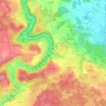 Mapa topográfico Unterlaus, altitud, relieve