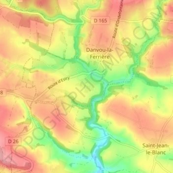 Mapa topográfico Linoudel, altitud, relieve
