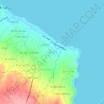 Mapa topográfico Bancoro, altitud, relieve