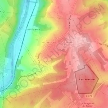 Mapa topográfico L'Eteignère, altitud, relieve