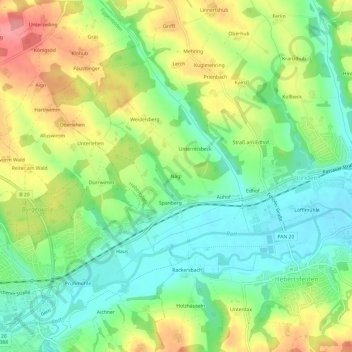 Mapa topográfico Nagl, altitud, relieve