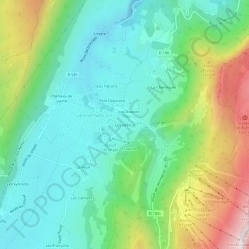 Mapa topográfico Les Jailleux, altitud, relieve