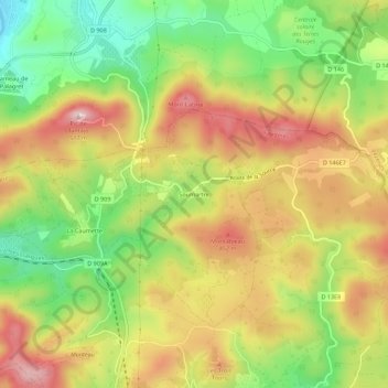 Mapa topográfico Soumartre, altitud, relieve