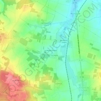 Mapa topográfico La Maison Neuve, altitud, relieve