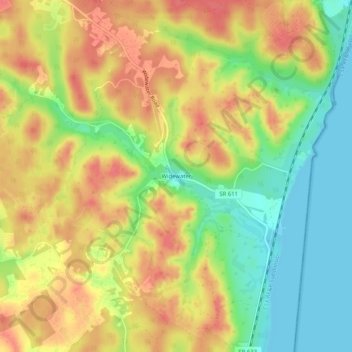 Mapa topográfico Widewater, altitud, relieve