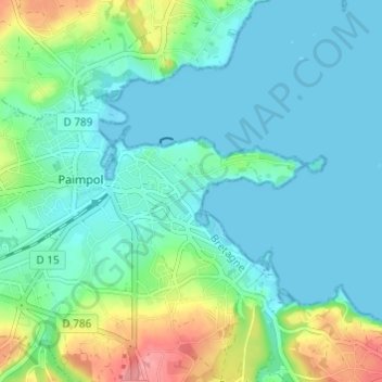 Mapa topográfico Kerdreiz, altitud, relieve