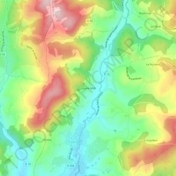 Mapa topográfico Tourne Midi, altitud, relieve
