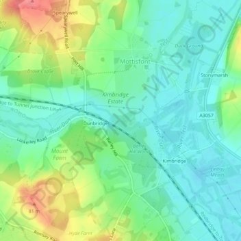 Mapa topográfico Bitterne Grove, altitud, relieve