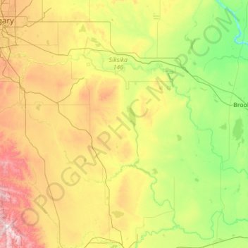 Mapa topográfico Vulcan, altitud, relieve
